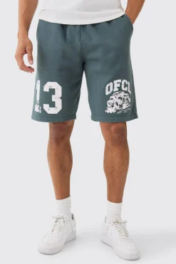 Relaxed Long Length OFCL Racing Acid Wash Shorts | BoohooMAN UK