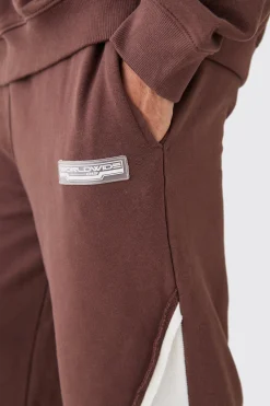 Relaxed Loop Back Raw Hem Panel Jogger | BoohooMAN UK