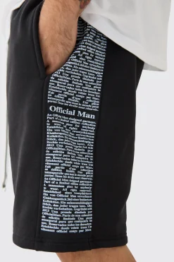 Relaxed Loopback Text Print Short | BoohooMAN UK