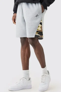 Relaxed Man Camo Gusset Shorts | BoohooMAN UK