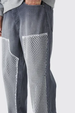 Relaxed Mesh Worker Panel Jeans | BoohooMAN UK