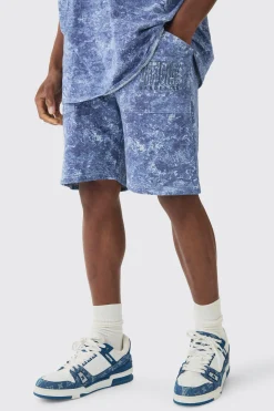 Relaxed Mid Length Concrete Printed Shorts | BoohooMAN UK