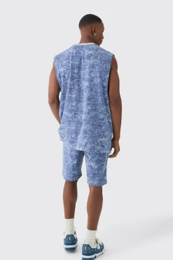 Relaxed Mid Length Concrete Printed Shorts | BoohooMAN UK