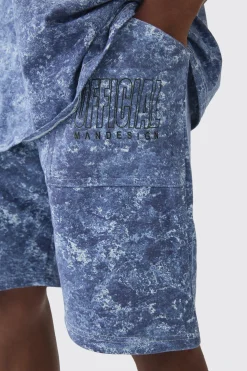 Relaxed Mid Length Concrete Printed Shorts | BoohooMAN UK