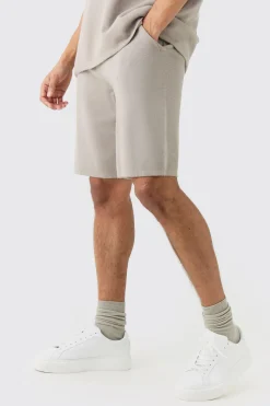 Relaxed Mid Length Knitted Short | BoohooMAN UK