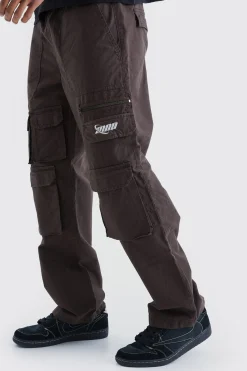 Relaxed Multi Cargo Ripstop Trouser With Tonal Embroidery | BoohooMAN UK