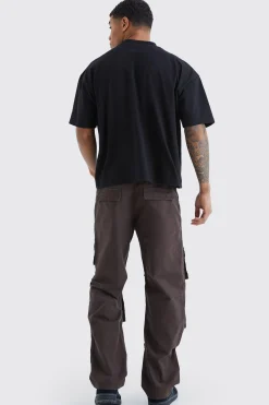 Relaxed Multi Cargo Ripstop Trouser With Tonal Embroidery | BoohooMAN UK