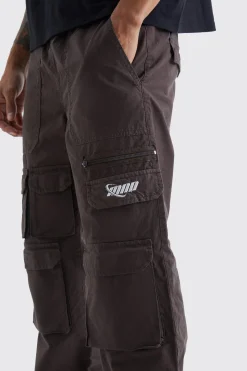 Relaxed Multi Cargo Ripstop Trouser With Tonal Embroidery | BoohooMAN UK