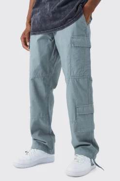 Relaxed Multi Cargo Ripstop Trouser With Woven Tab | BoohooMAN UK