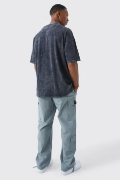 Relaxed Multi Cargo Ripstop Trouser With Woven Tab | BoohooMAN UK