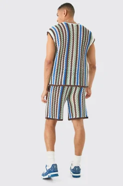 Relaxed Open Stitch Knitted Shorts | BoohooMAN UK