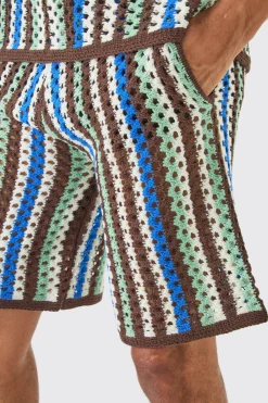 Relaxed Open Stitch Knitted Shorts | BoohooMAN UK
