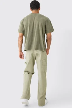 Relaxed Overdye Carpenter Split Hem Trouser | BoohooMAN UK