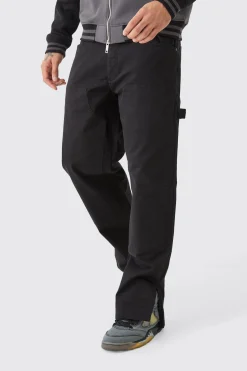 Relaxed Overdye Carpenter Split Hem Trouser | BoohooMAN UK