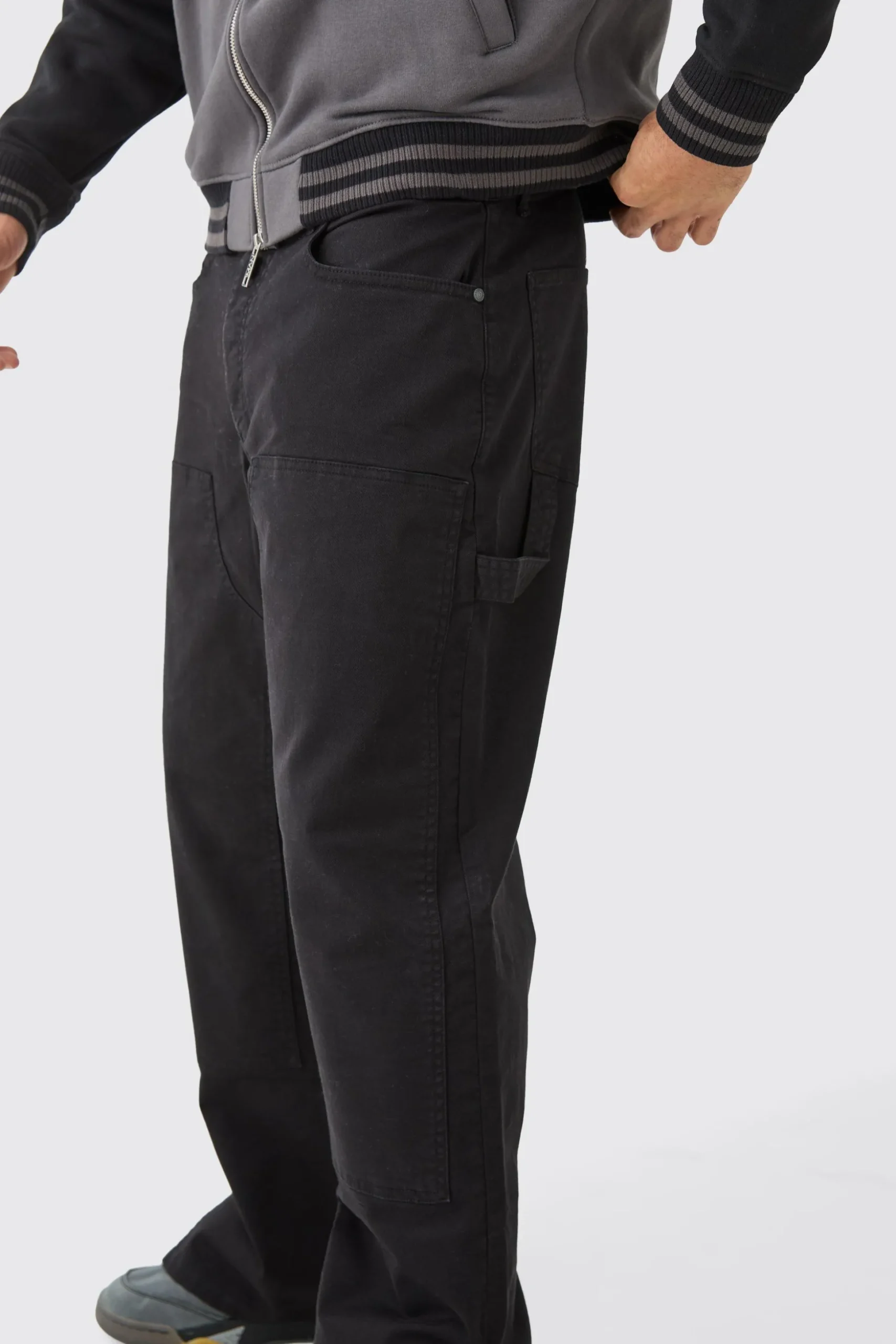 Relaxed Overdye Carpenter Split Hem Trouser | BoohooMAN UK