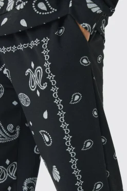 Relaxed Paisley Jacquard Split Hem Jogger | BoohooMAN UK