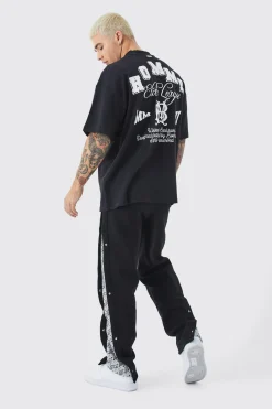 Relaxed Printed Side Panel Popper Jogger | BoohooMAN UK