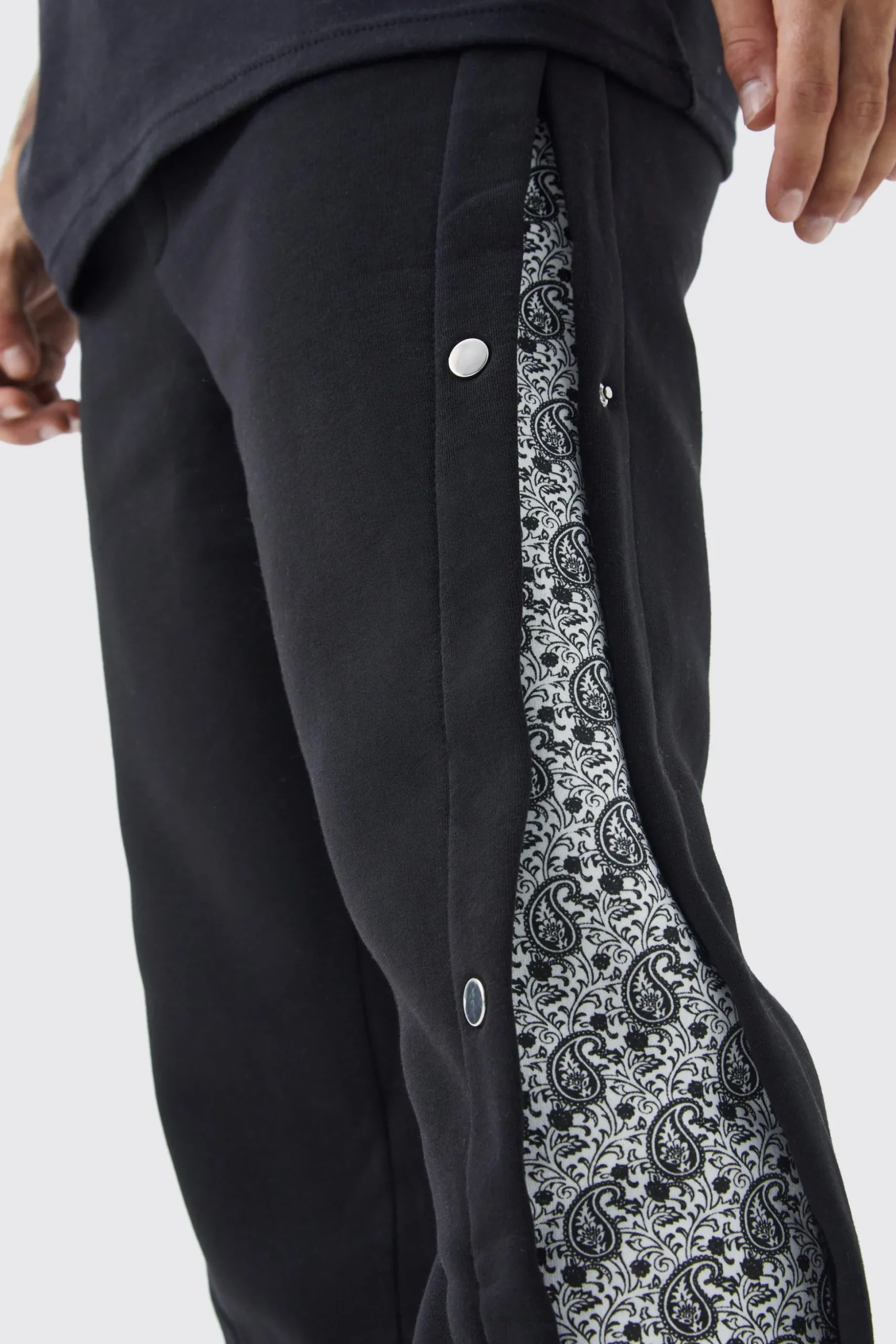 Relaxed Printed Side Panel Popper Jogger | BoohooMAN UK