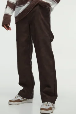 Relaxed Pu Carpenter Trousers | BoohooMAN UK