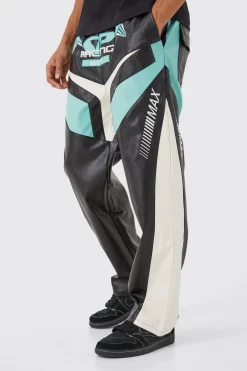 Relaxed Pu Moto Trouser | BoohooMAN UK