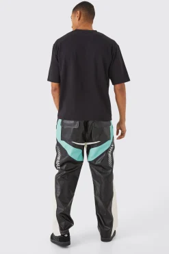 Relaxed Pu Moto Trouser | BoohooMAN UK