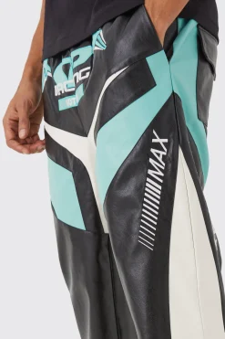 Relaxed Pu Moto Trouser | BoohooMAN UK