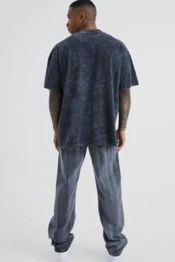 Relaxed Rigid Bleached Jeans | BoohooMAN UK