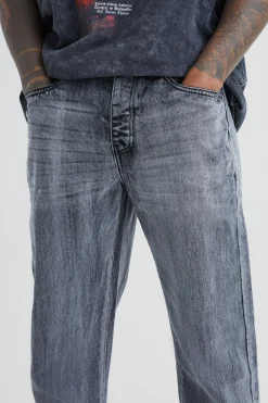 Relaxed Rigid Bleached Jeans | BoohooMAN UK