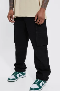 Relaxed Rigid Cargo Jeans With Cuff | BoohooMAN UK