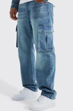Relaxed Rigid Cargo Jeans | BoohooMAN UK