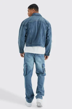 Relaxed Rigid Cargo Jeans | BoohooMAN UK
