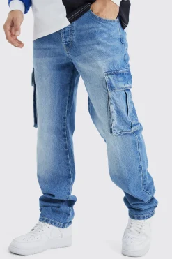 Relaxed Rigid Cargo Jeans | BoohooMAN UK