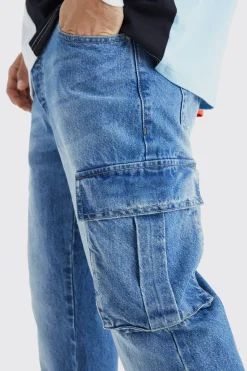Relaxed Rigid Cargo Jeans | BoohooMAN UK