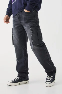Relaxed Rigid Cargo Jeans | BoohooMAN UK