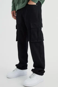 Relaxed Rigid Cargo Jeans | BoohooMAN UK