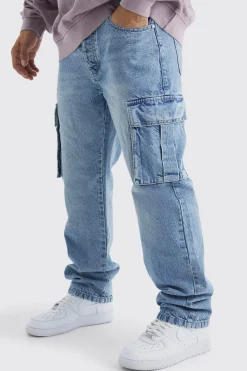Relaxed Rigid Cargo Jeans | BoohooMAN UK