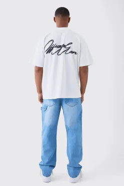 Relaxed Rigid Carpenter Paint Splatter Jeans | BoohooMAN UK