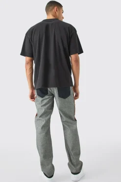 Relaxed Rigid Contrast Washed Jeans In Washed Black | BoohooMAN UK