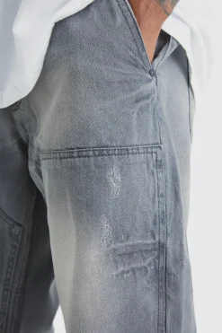 Relaxed Rigid Dirty Wash Carpenter Jeans | BoohooMAN UK