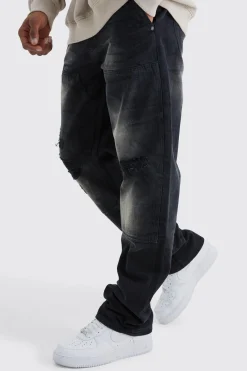 Relaxed Rigid Dirty Wash Carpenter Jeans | BoohooMAN UK
