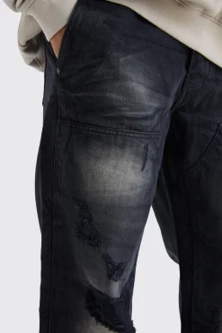 Relaxed Rigid Dirty Wash Carpenter Jeans | BoohooMAN UK
