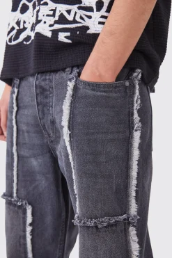 Relaxed Rigid Distressed Seam Denim Jean | BoohooMAN UK