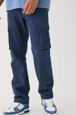 Relaxed Rigid Distressed Cargo Jean | BoohooMAN UK