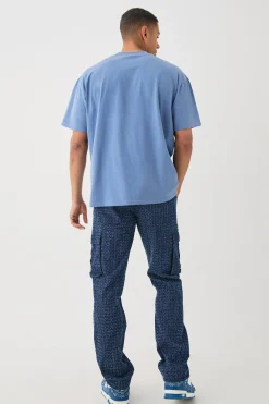 Relaxed Rigid Distressed Cargo Jean | BoohooMAN UK