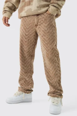 Relaxed Rigid Distressed Jacquard Jeans | BoohooMAN UK