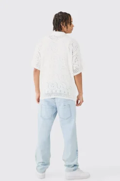 Relaxed Rigid Double Waistband Reverse Cut & Sew Denim Jean | BoohooMAN UK