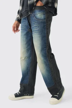 Relaxed Rigid Double Waistband Denim Jeans | BoohooMAN UK