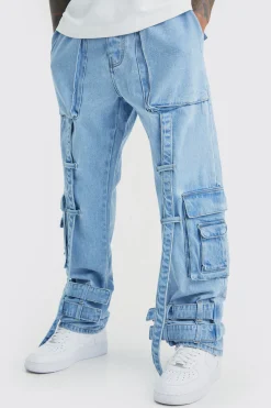 Relaxed Rigid Elastic Waist Cargo Jeans | BoohooMAN UK