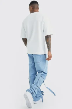 Relaxed Rigid Elastic Waist Cargo Jeans | BoohooMAN UK