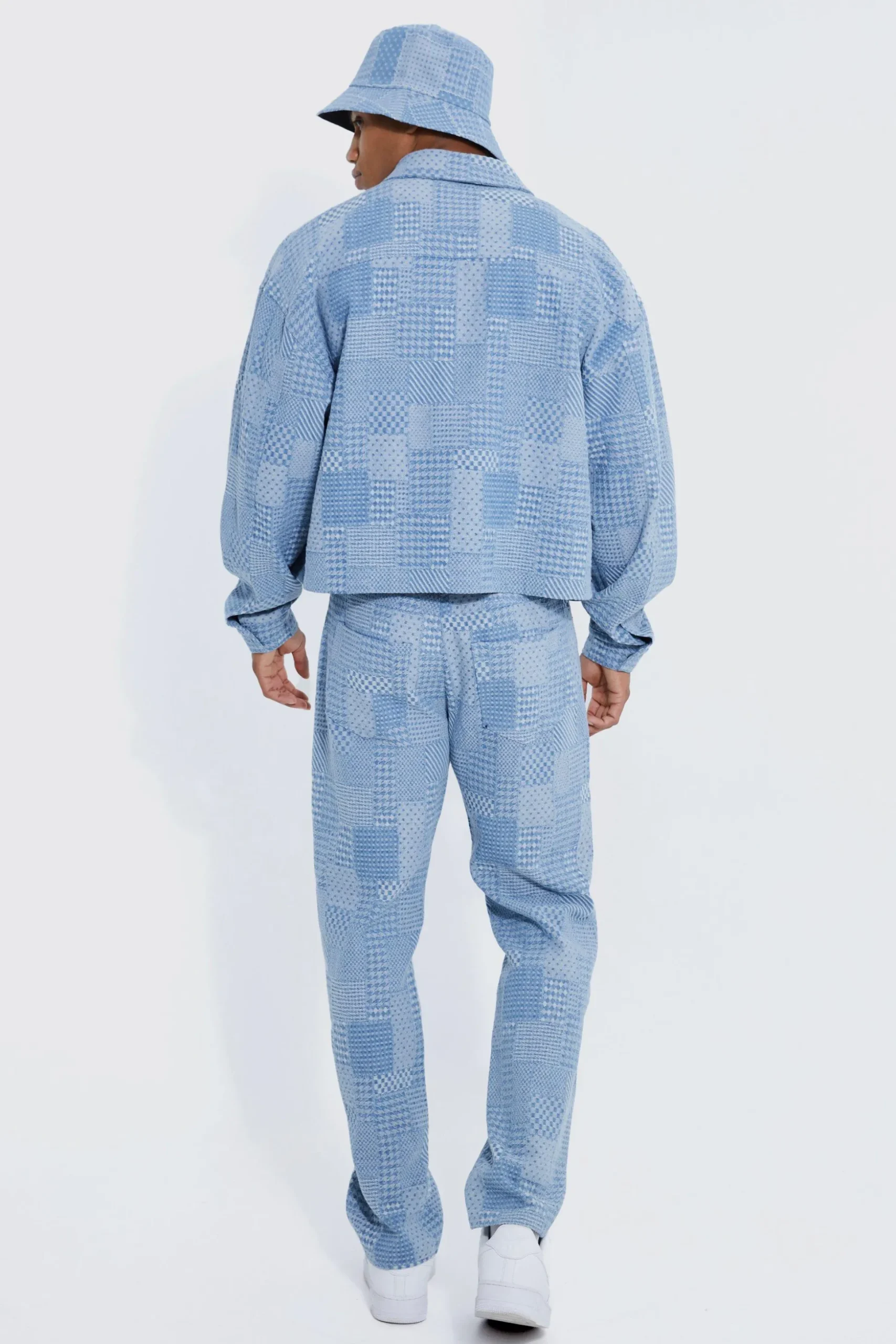 Relaxed Rigid Fabric Interest Jeans | BoohooMAN UK